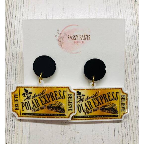 Polar Express Golden Ticket Earrings NEW - Picture 1 of 1